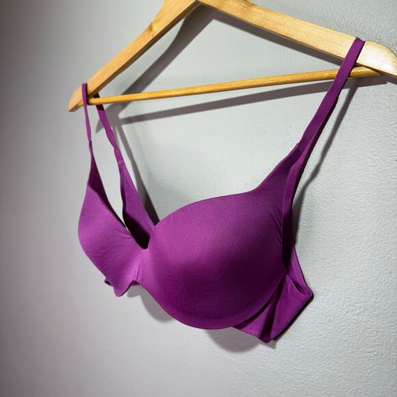 Victoria’s Secret Lined Demi Bra 34C Purple Smooth Underwire Adjustable Straps - Picture 2 of 6